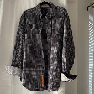 Robert Graham black, purple, blue shirt